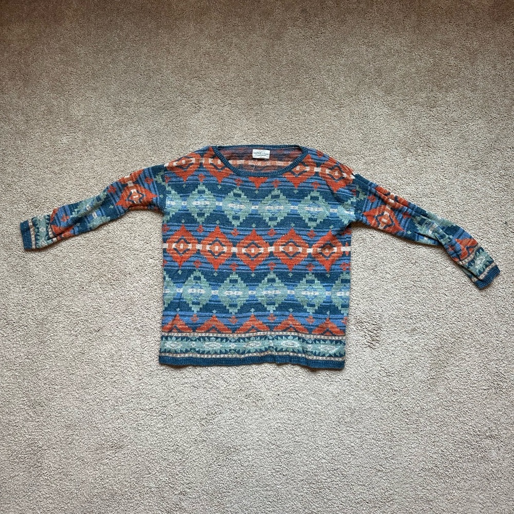Ralph Lauren Blue Multicolor Geometric Sweater